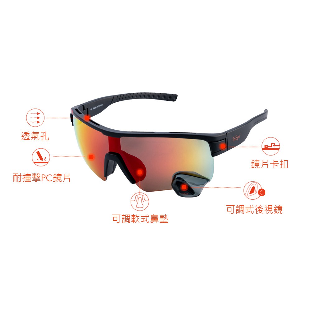 [五揚]TriEye後視鏡系列 運動太陽眼鏡 經典標配組, , large