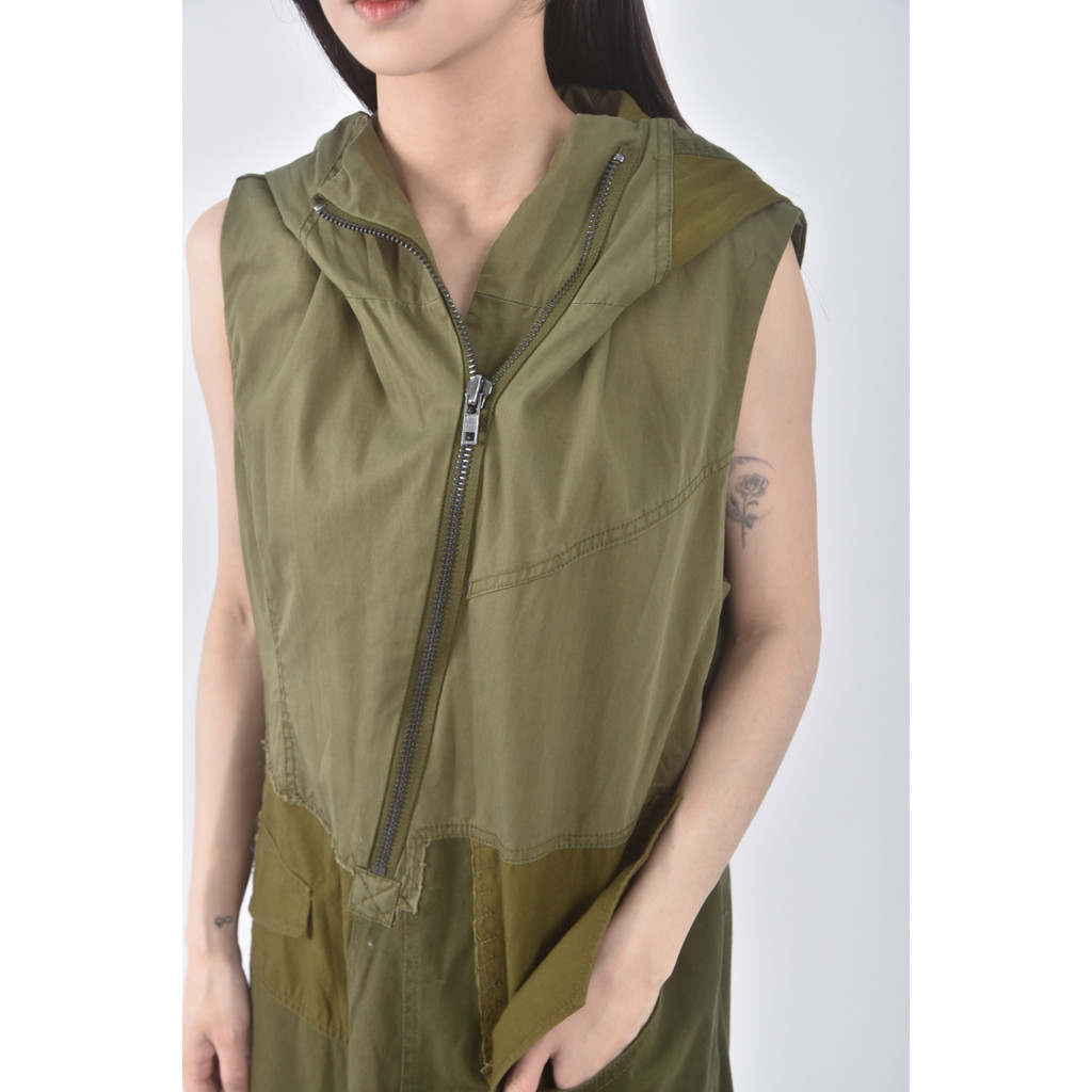 (M) s deer質感棉質無袖綠色洋裝二手衣, , large