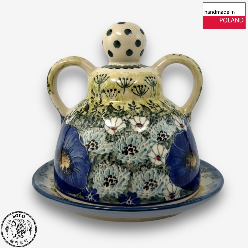 【SOLO歐洲家居】波蘭製 Cerraf 波蘭陶 14cm 起司娃娃 奶油盅/點心盤 藍野芳蹤系列, , large