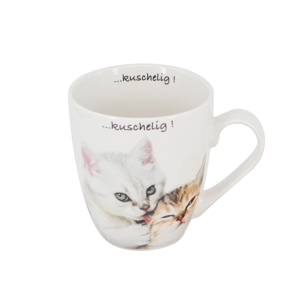 【YU Living】俏皮動物造型陶瓷馬克杯 早餐咖啡杯 600ml-米克斯白貓, , large