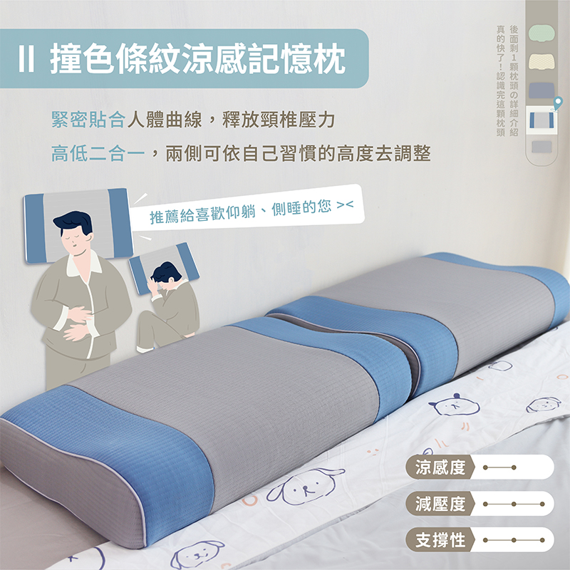 ［熊棉］冰爆涼感記憶枕｜減壓貝殼蝶翼止鼾枕｜涼感 慢回彈 止鼾 夏天必備 舒適 透氣 實用 枕頭, , large