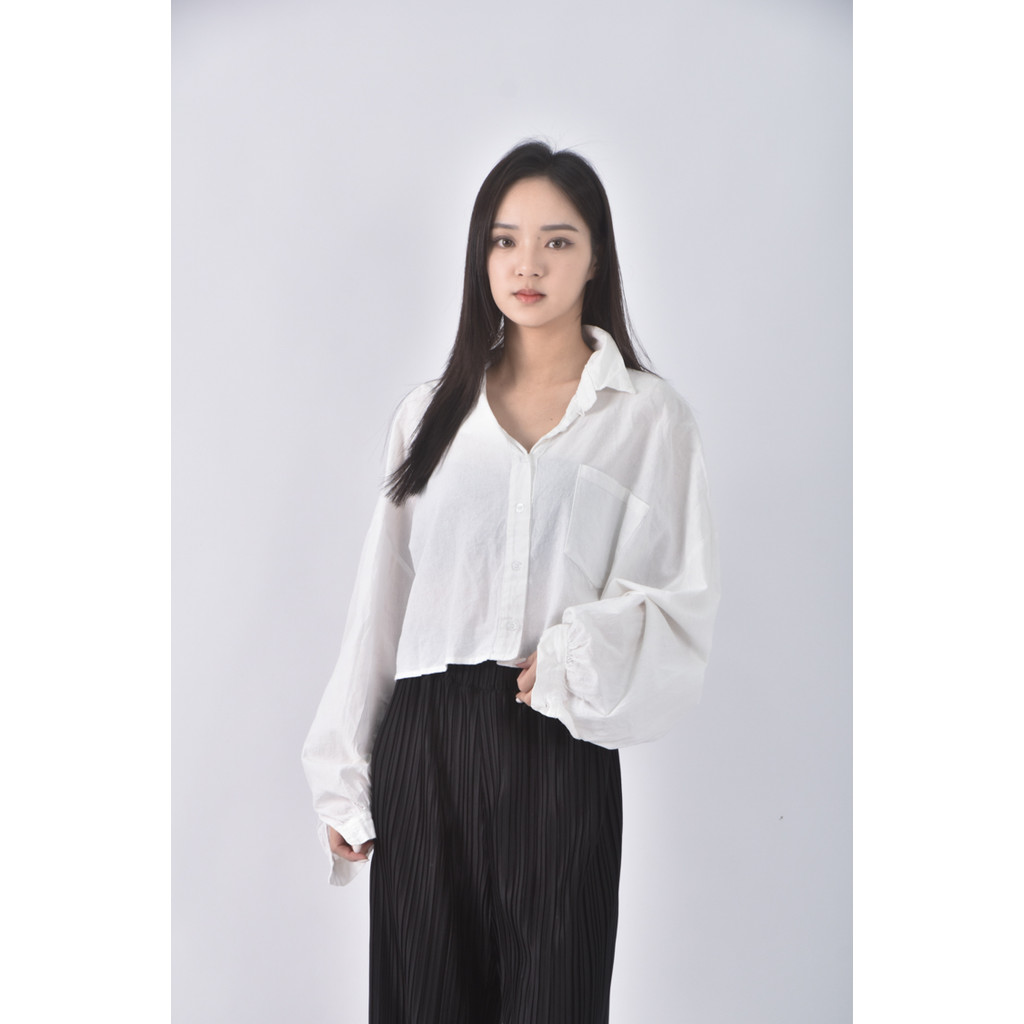 (F) i love shopping落肩白色襯衫上衣二手衣, , large