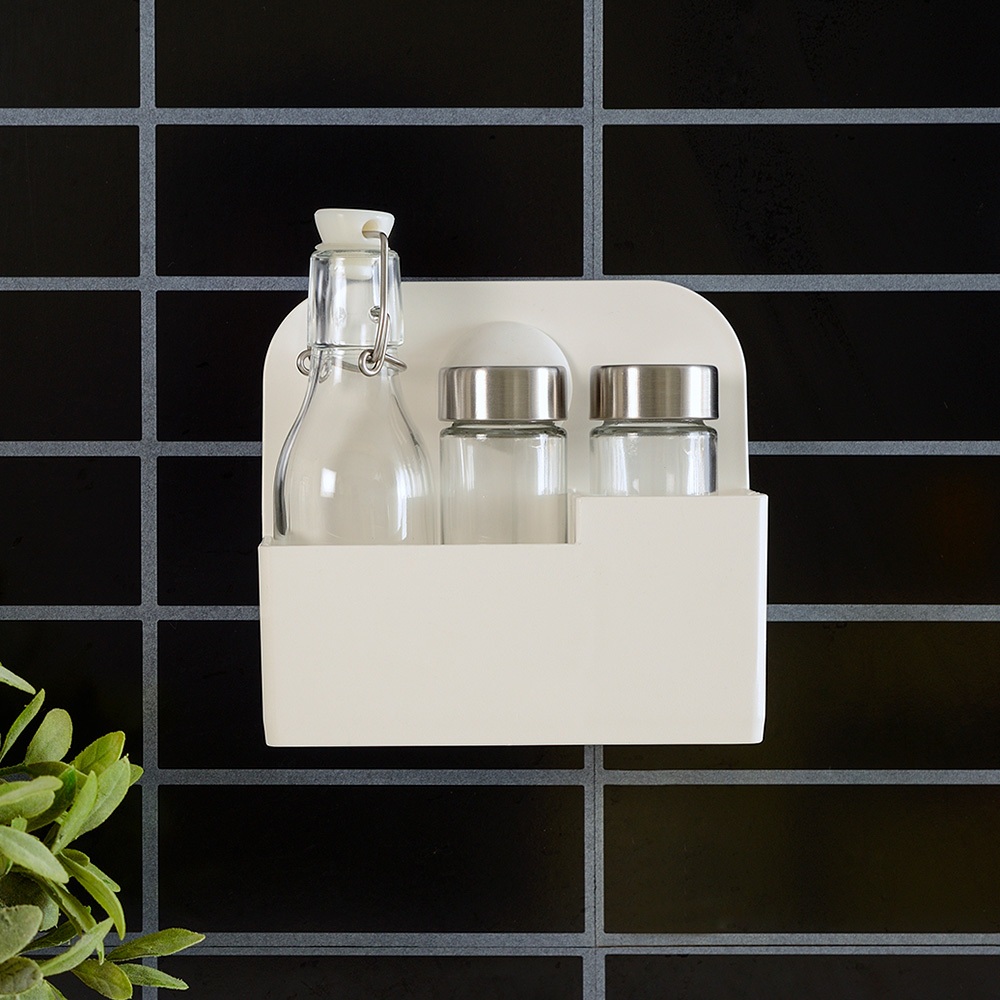 【收納精靈】RT-A8012 清潔工具架 置物架 收納盒 內附無痕膠片-白色, , large