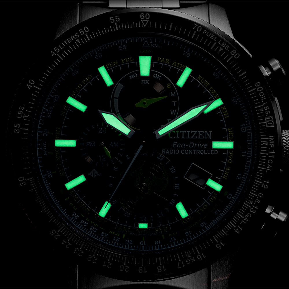 CITIZEN 星辰 PROMASTER 光動能電波飛行錶 北半球城市時間手錶 BY3006-53E, , large