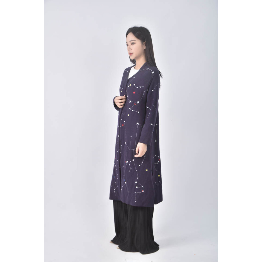 (M) dita羊毛棉質星座藍色罩衫二手衣, , large