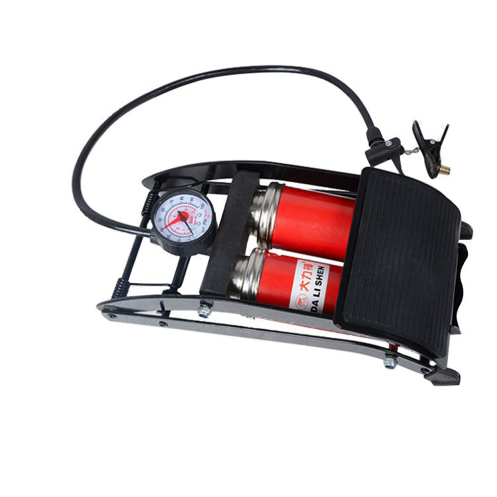 Dual-cylinder air pump, portable foot-operated air pump for motorcycles, bicycles, cars, tires, dual-tube air pump, car air pump with storage function., , large