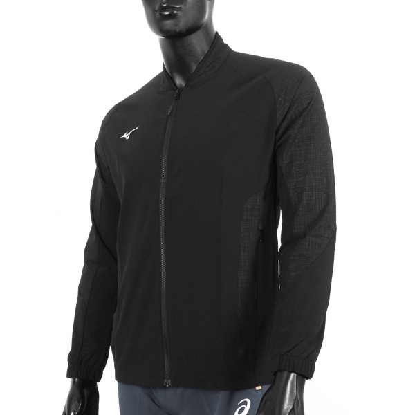 Mizuno 男 外套 平織 運動 休閒 合身版 彈性 舒適 抗紫外線 拉鍊口袋 美津濃 黑 [32TCA08109], , large