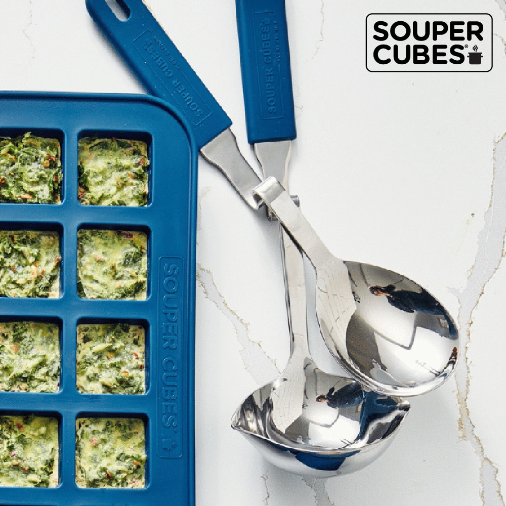 不鏽鋼專利湯勺與湯匙2件組-暮光藍, , large