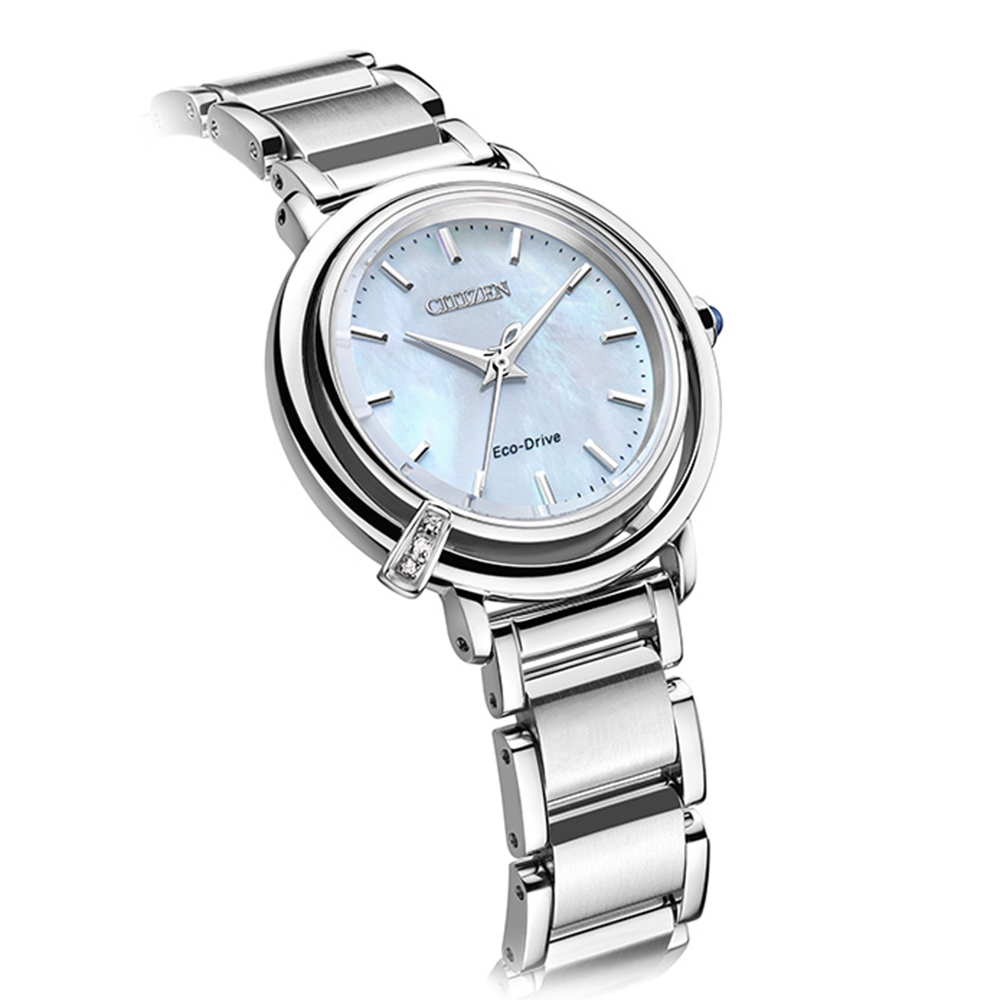 CITIZEN 星辰 L系列 曙光 光動能鑽石女錶 附贈皮革錶帶 EM1090-60D, , large