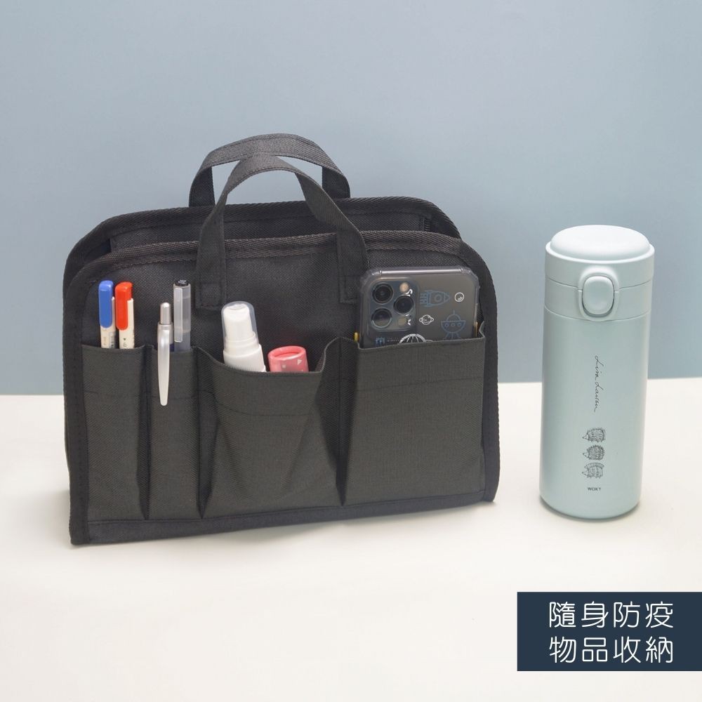【YUNJOIN】尼龍手提袋中袋-駝色  內膽包 內襯分類袋 收納袋 可手提 多夾層 網袋 旅遊收納, , large