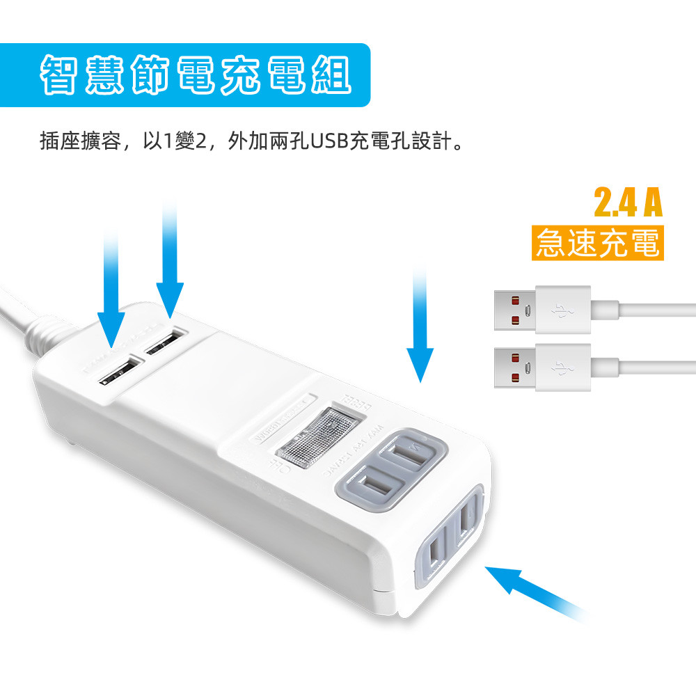 超電王1開2插2P+2USB 4尺延長線 PT-523, , large