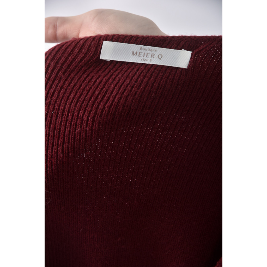 (S) meier qV領紅色長袖上衣二手衣, , large
