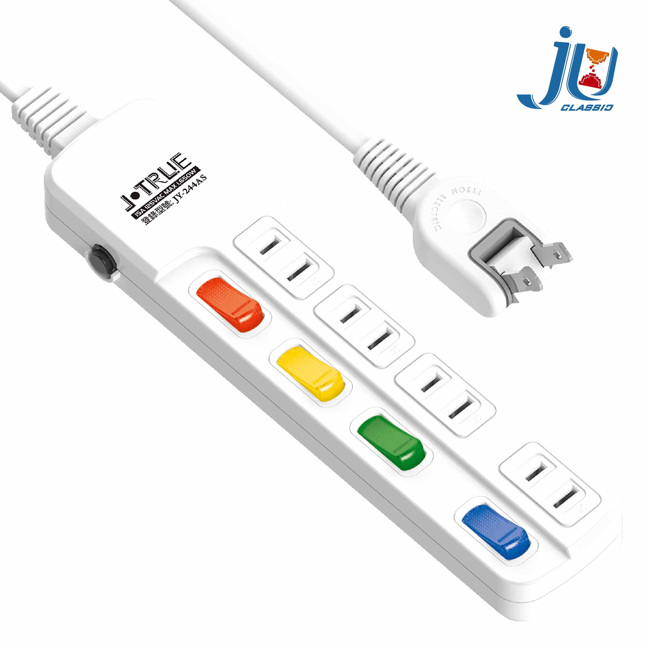 鉅玉經典｜Four-opening, four-pin extension cable  1.8m  JY-244AS-6, , large