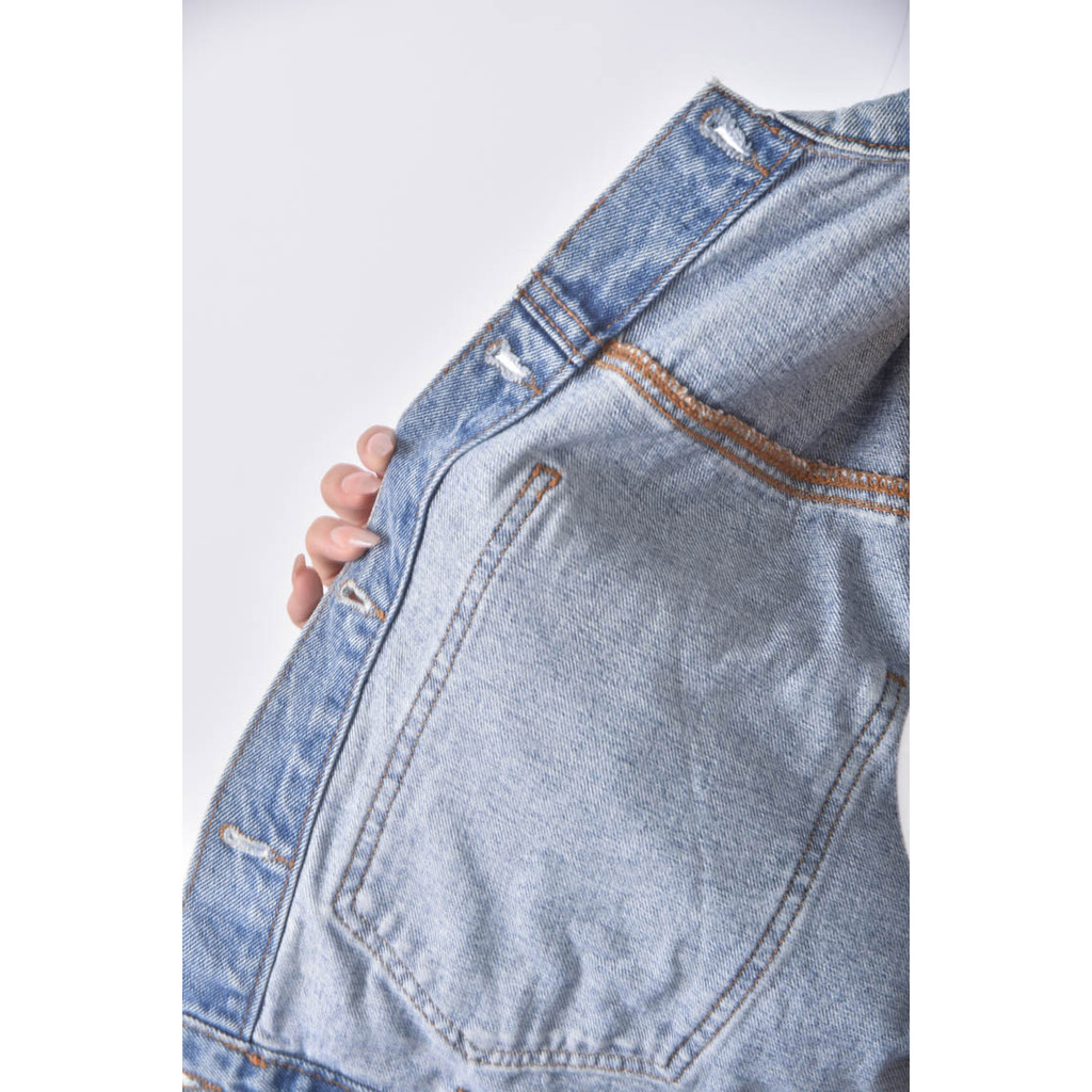 (XL) story prada韓牌丹寧牛仔排扣藍色外套二手衣, , large