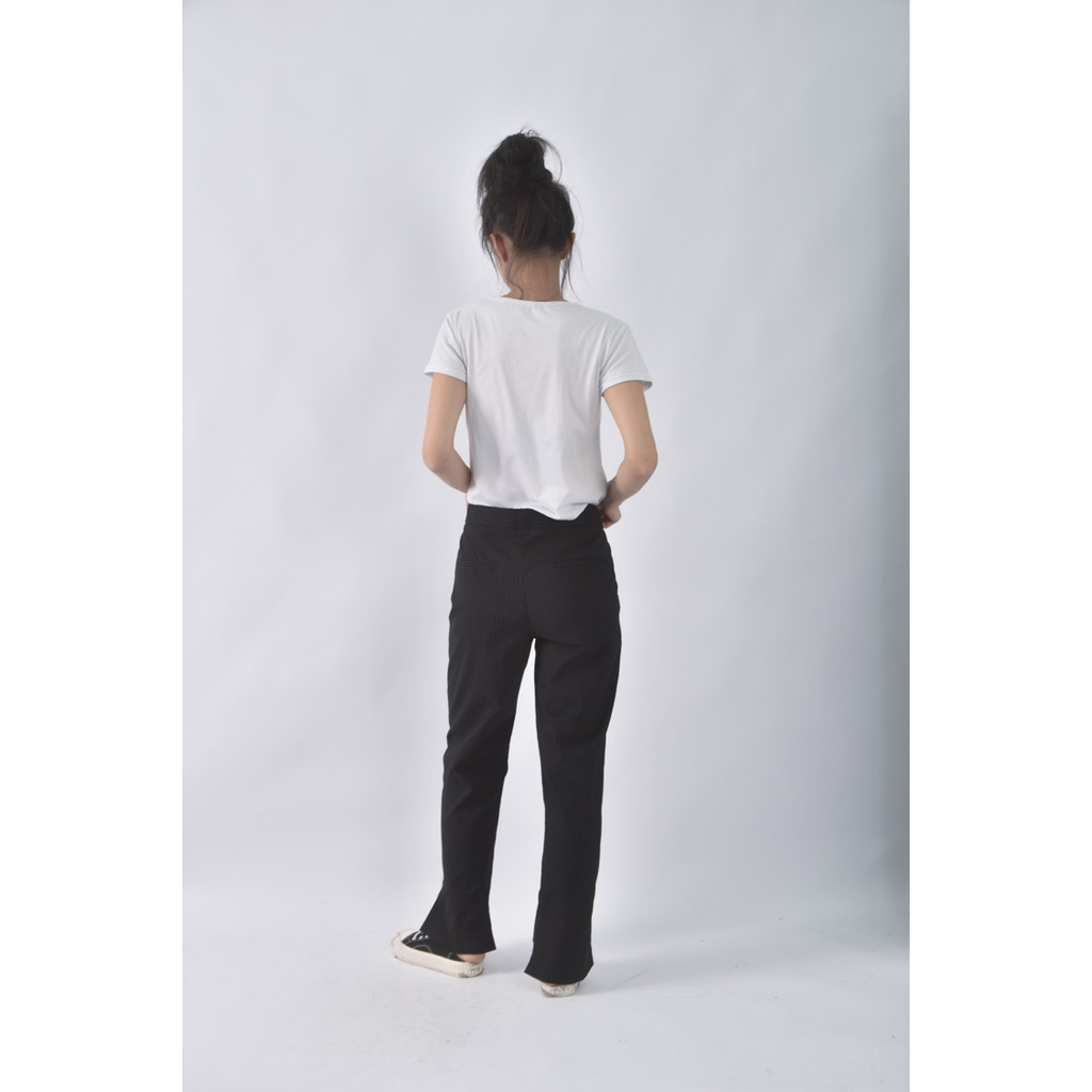 (3XL) zara質感西裝條紋黑色長褲二手衣, , large