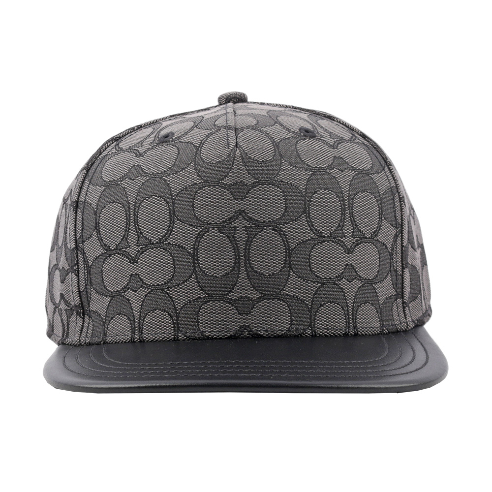 COACH CC Logo 緹花布及皮革棒球帽 XS-S / M-L / 炭灰色/黑色, , large