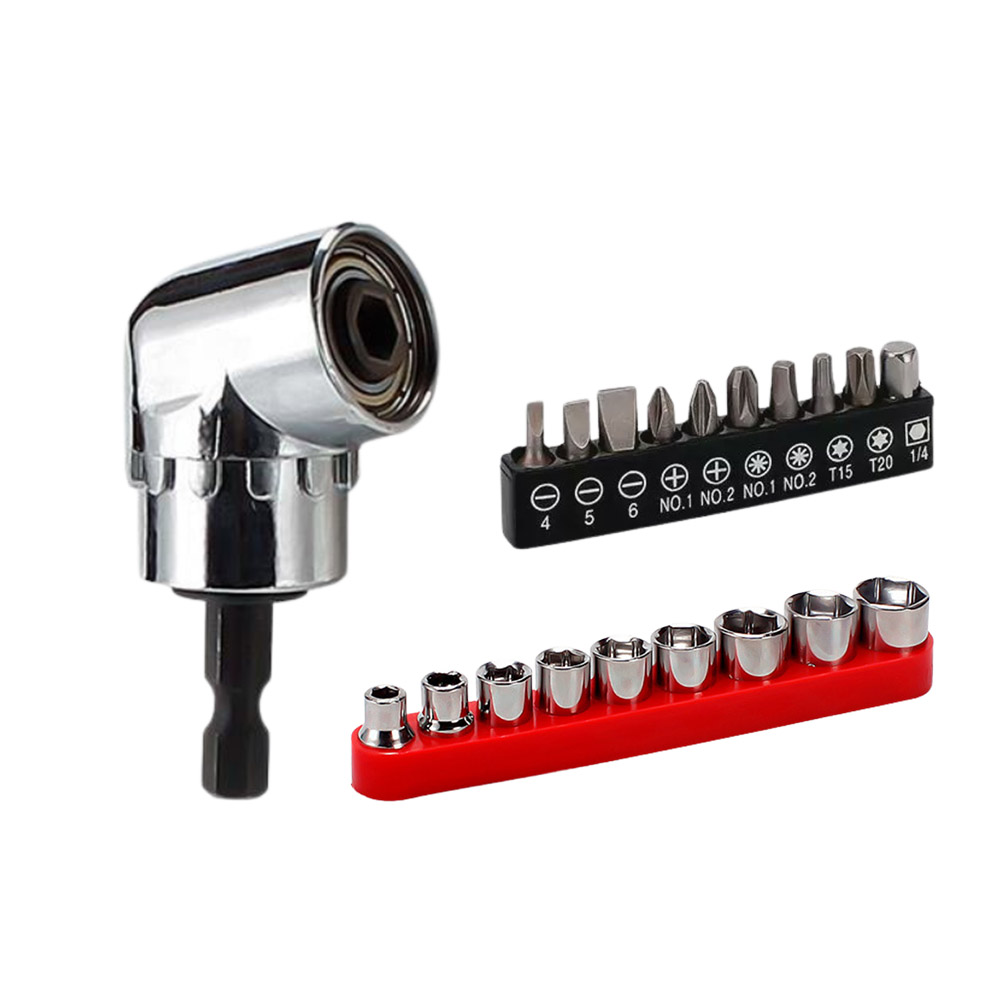 L型電鑽轉角器-105度短款轉角器+批頭套裝10PC+套筒套裝9PC, , large