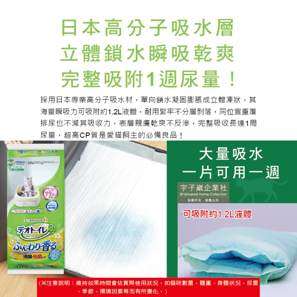 Unicharm Deo Toilet Cat Pee Sheets 10tablets, , large
