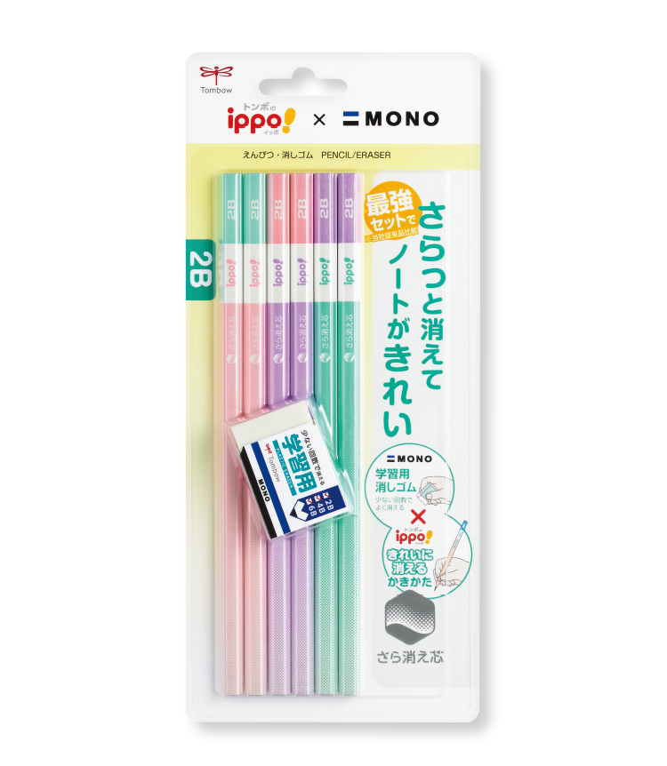 【龍品文創】蜻蜓 2B六角鉛筆6入+橡擦  PPB-711  粉紫色, , large