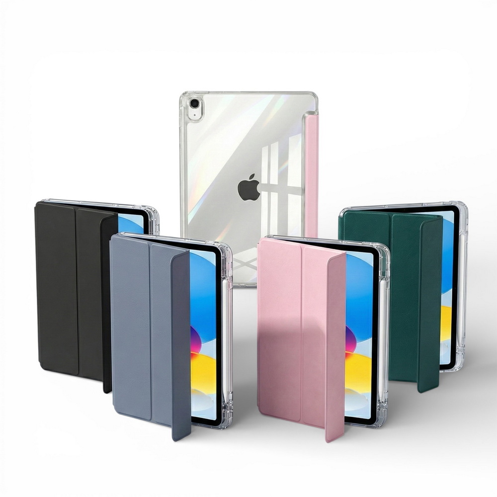 【TQ166三折全透明背殼】Apple iPad A16 11吋平板皮套(適用iPad 10代 10.9吋)(內置筆槽), , large