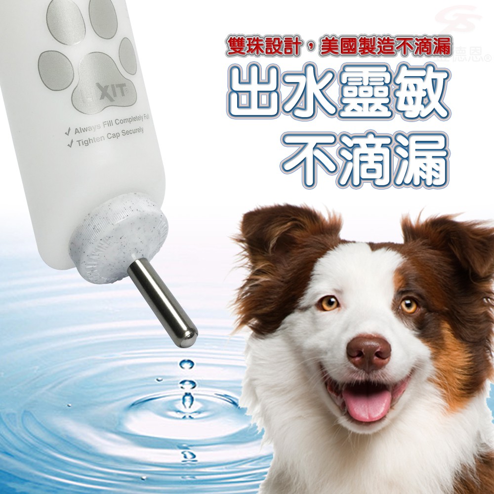 GS MALL 美國製造 中小型犬鋼管飲水瓶 480cc LIXIT 飲水瓶 寵物飲水瓶 餵食器 45度  鋼管飲水瓶, , large