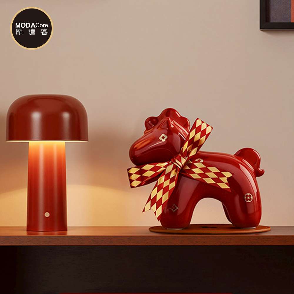 摩達客◉開運招財◉東方好運馬到福來文創擺飾復古紅大號款禮盒裝_客廳玄關臥室好風水好運勢, , large