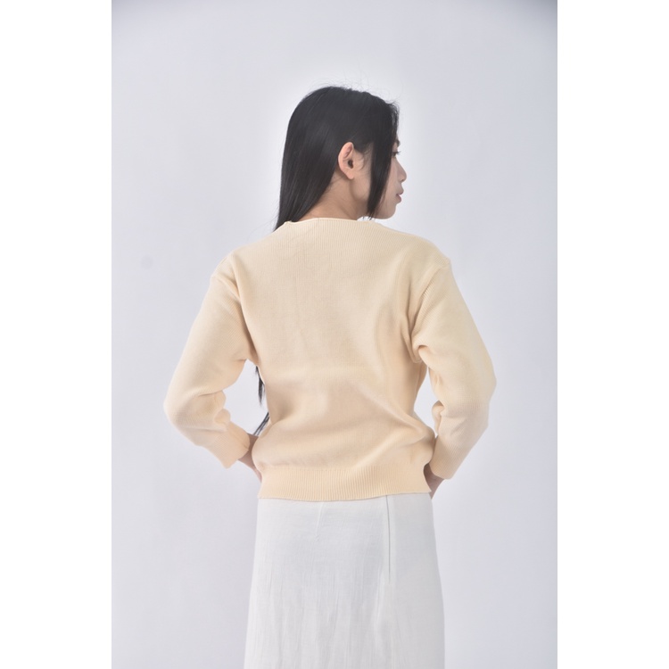 (S) rinka質感V領杏色長袖上衣二手衣, , large