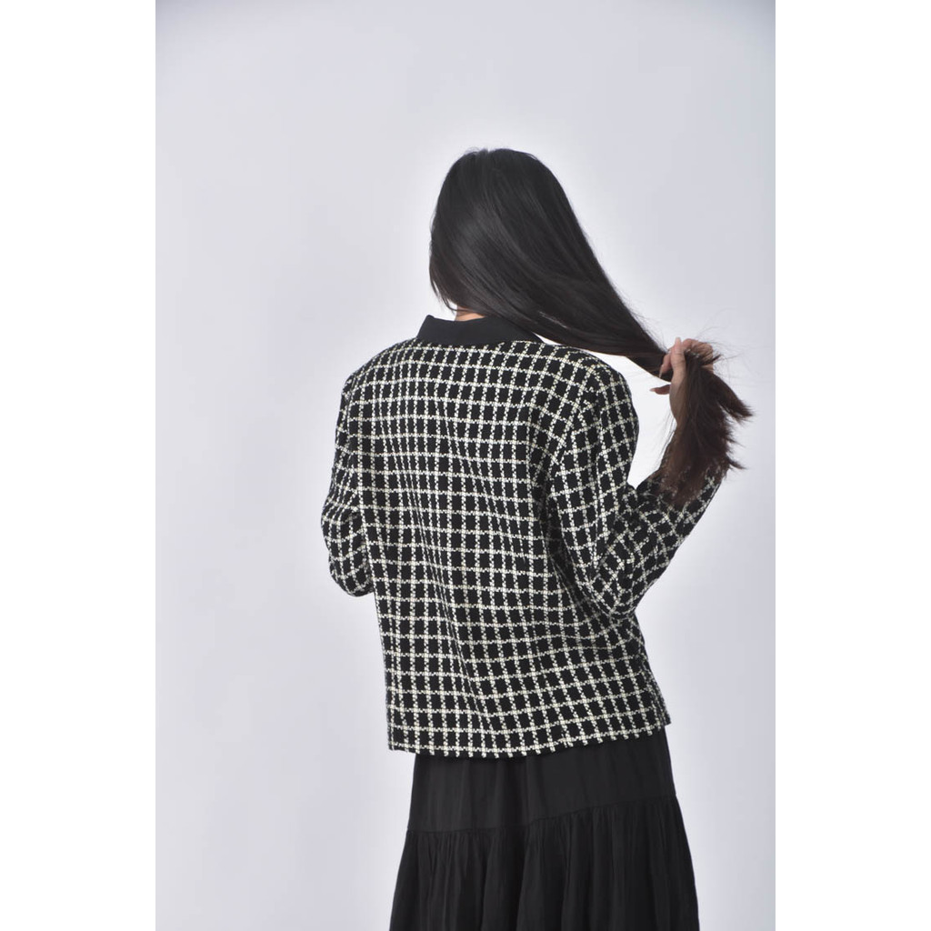 (L) sinziuan小香風排扣黑色外套二手衣, , large