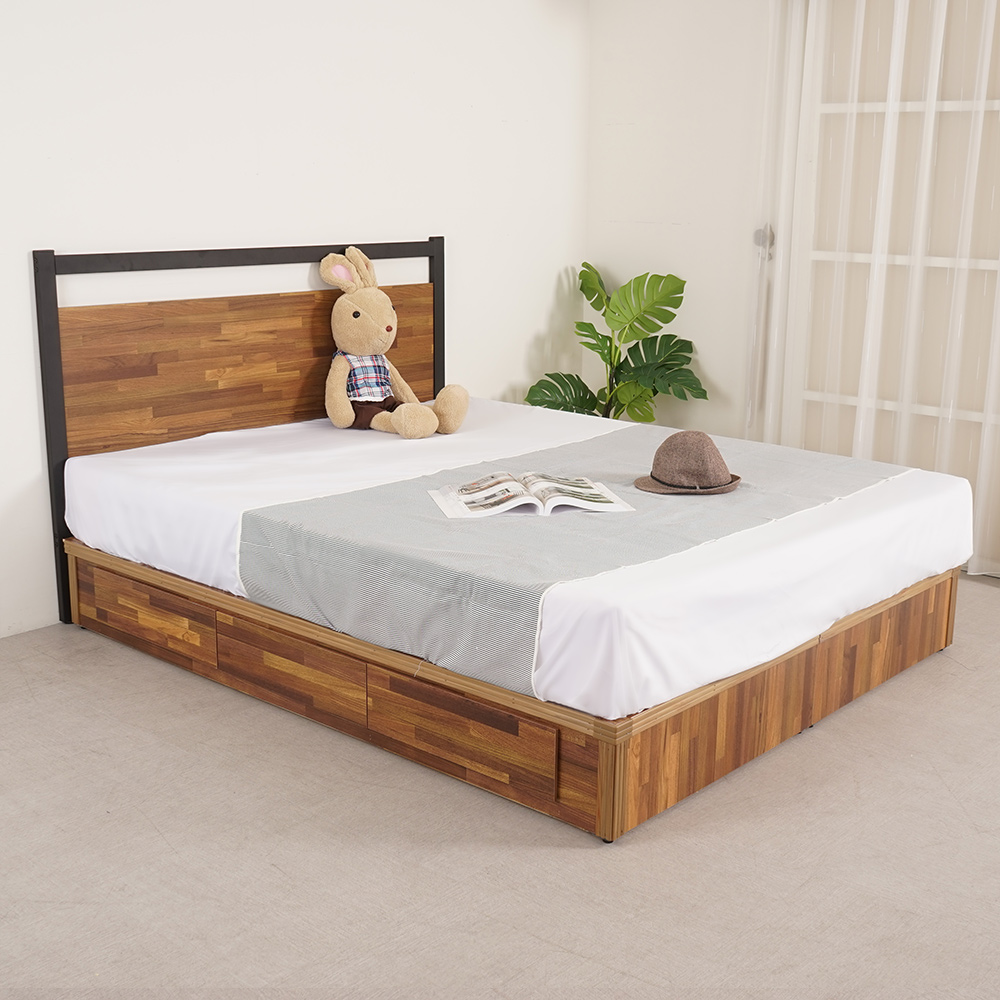 【Homelike】喜家居單人3.5尺三抽屜床組(積層木)(2228)