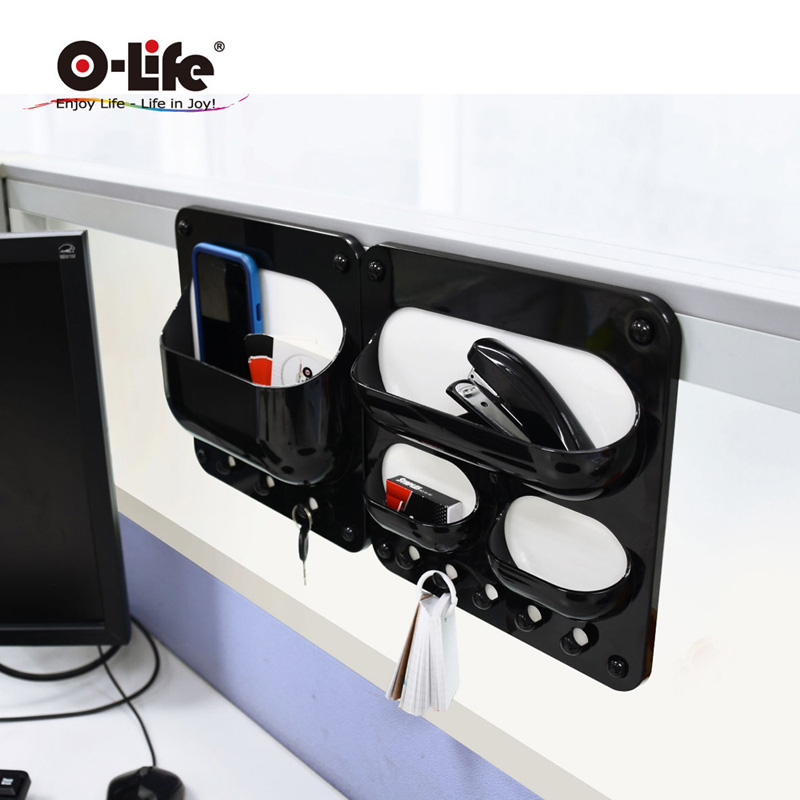 【O-Life】Magnetic wall-mounted storage E style black, , large
