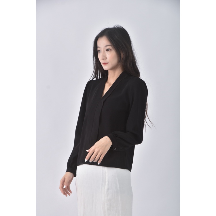(S) hengrui質感高領黑色長袖上衣二手衣, , large