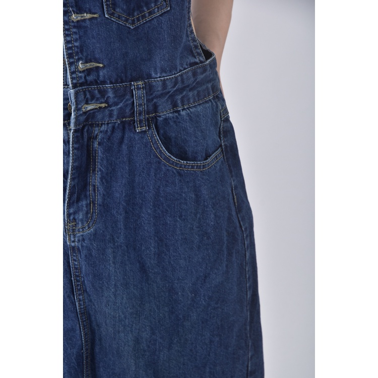 (XL) i jeans吊帶丹寧牛仔藍色長裙二手衣, , large
