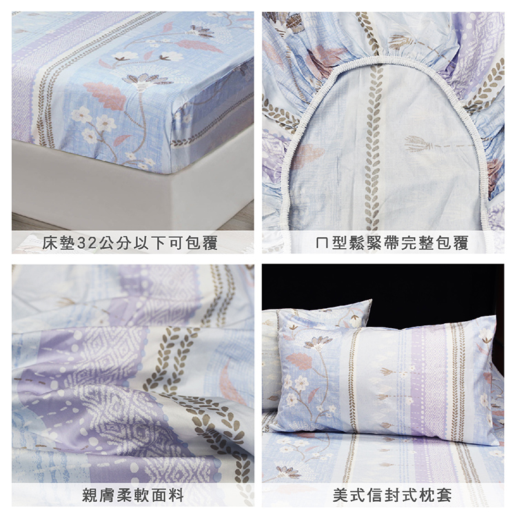 【多利寶寢具】FITNESS 精梳棉單人床包枕套二件組-安東尼爾-藍, , large