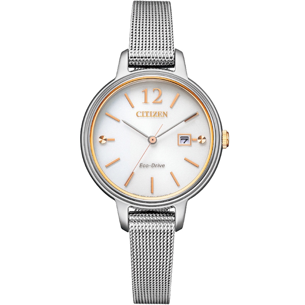 CITIZEN 星辰 光動能時尚米蘭帶大三針女錶-31mm EW2449-83A, , large