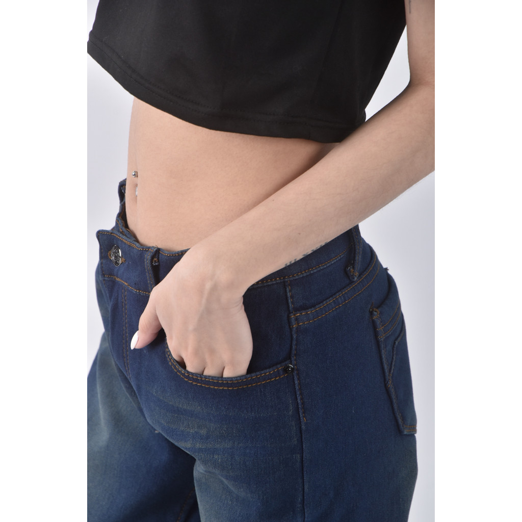 (L) jeans丹寧牛仔質感藍色長褲二手衣, , large