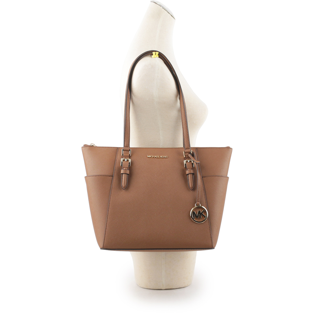 Michael Kors Charlotte 金字防刮皮革大款拉鍊托特包/焦糖色, , large