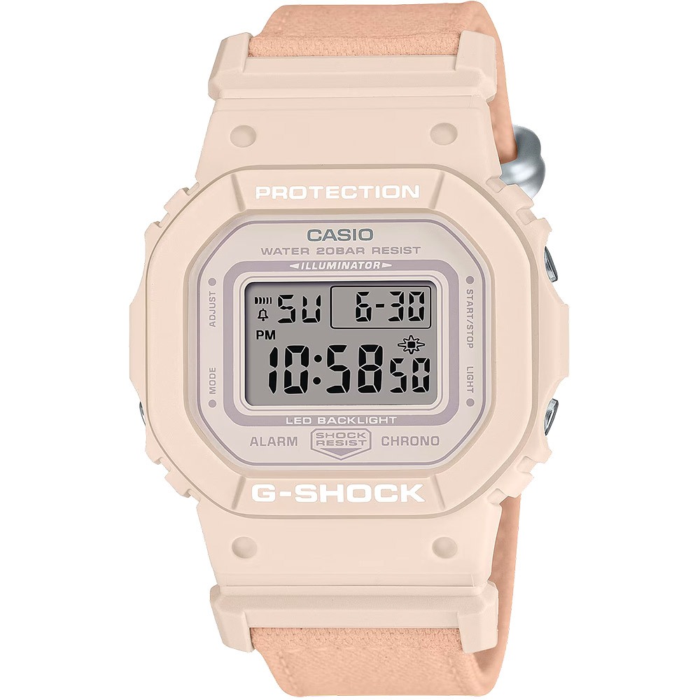 CASIO 卡西歐 G-SHOCK 自然系列 櫻花粉 布質錶帶方型女錶 GMD-S5600CT-4, , large