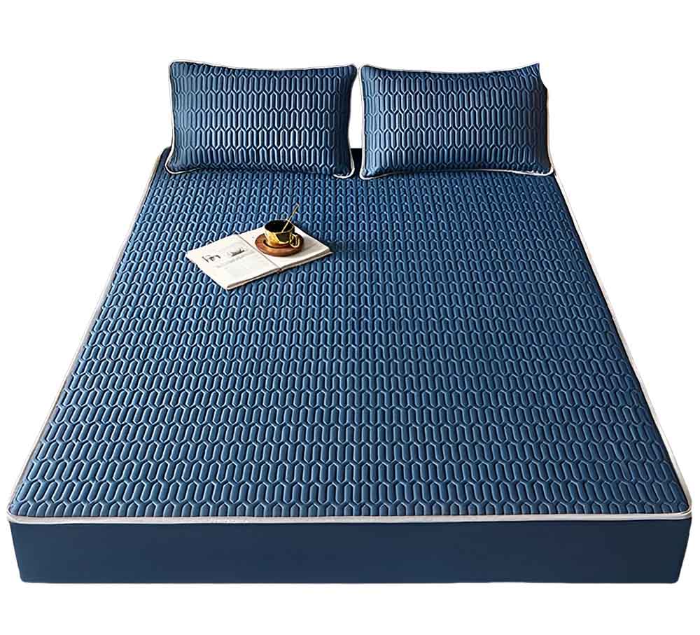 HABABY Huan'an Home Furnishings [Gift Set] Bed Sheet Latex Cooling Mat, Standard Double Size, Mysterious Blue, , large