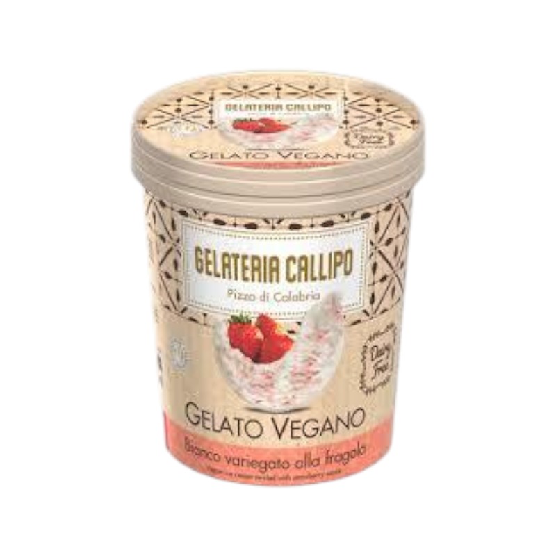 Gelato Vegano White swirled strawberry, , large