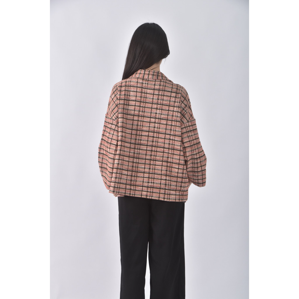 (2XL) 質感格紋紅色外套二手衣, , large