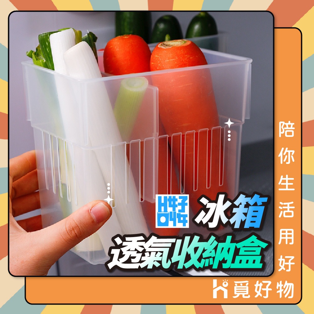 冰箱收納盒  蔬果整理盒 收納盒 透氣 冰箱整理籃【Ho好收】【Ho覓好物】冰箱整理盒 置物籃 冰箱置物盒 廚房收納架