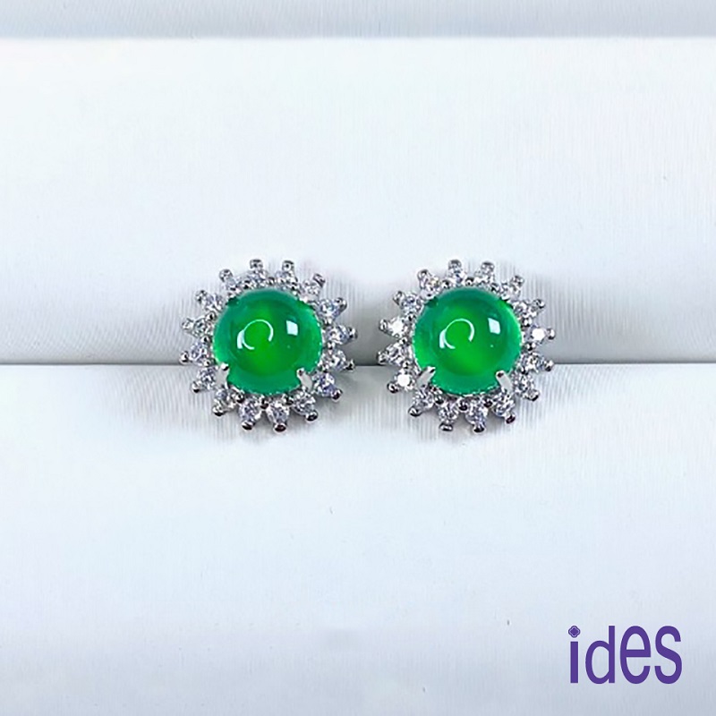 [ides愛蒂思] 輕珠寶東方系列冰種綠玉髓耳環/圓滿, , large