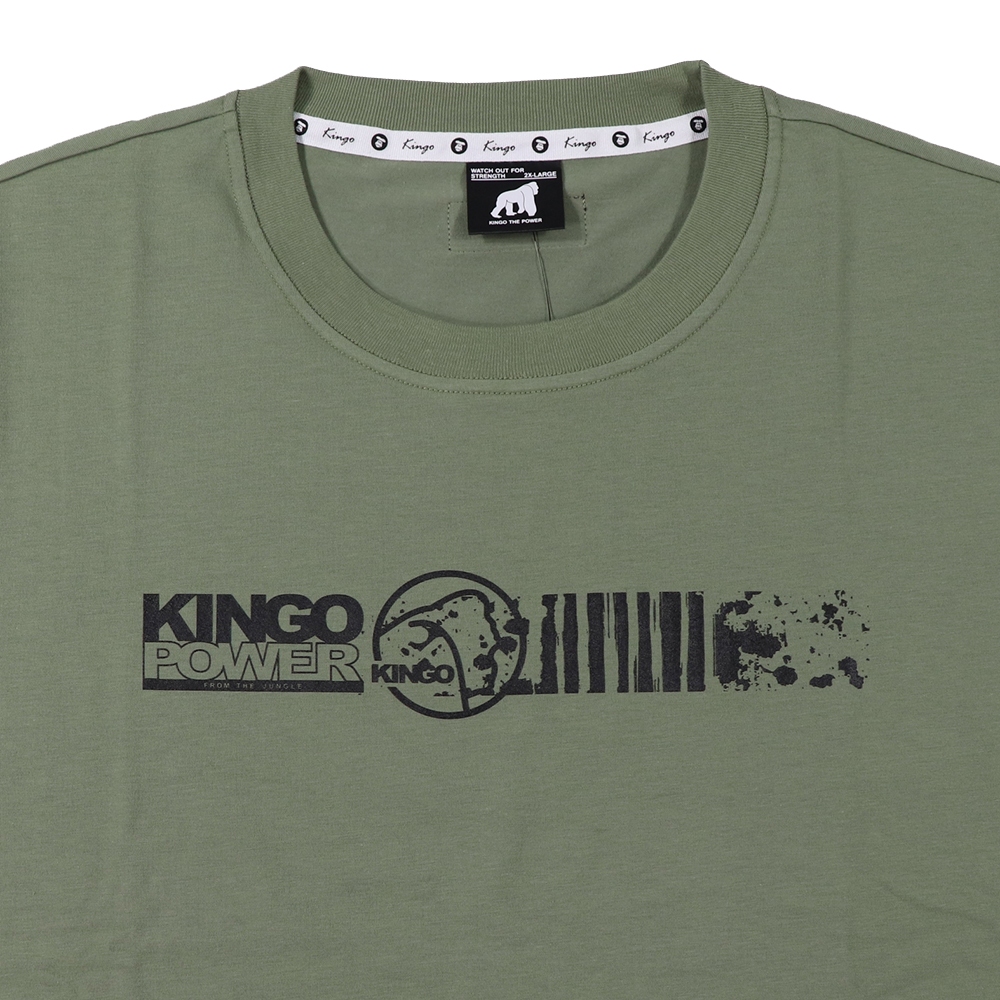 KINGO-大尺碼-男款 圓領T恤-軍綠-413127, , large