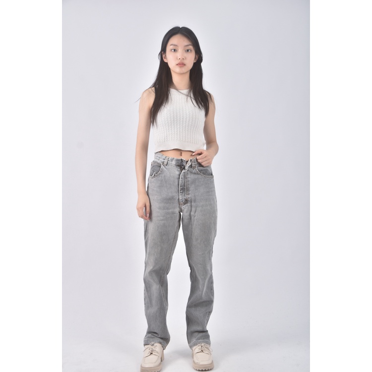(2XL) hang ten高腰丹寧牛仔質感灰色長褲二手衣, , large