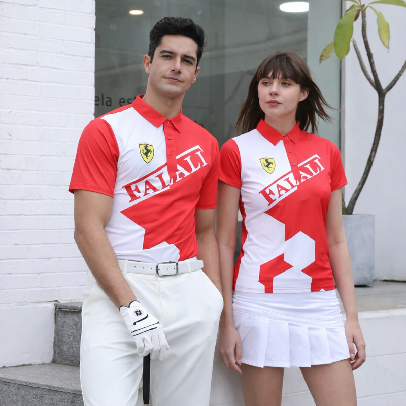 【FALALI】Short-sleeved cooling polo shirt - Women's (red/white) XL, , large