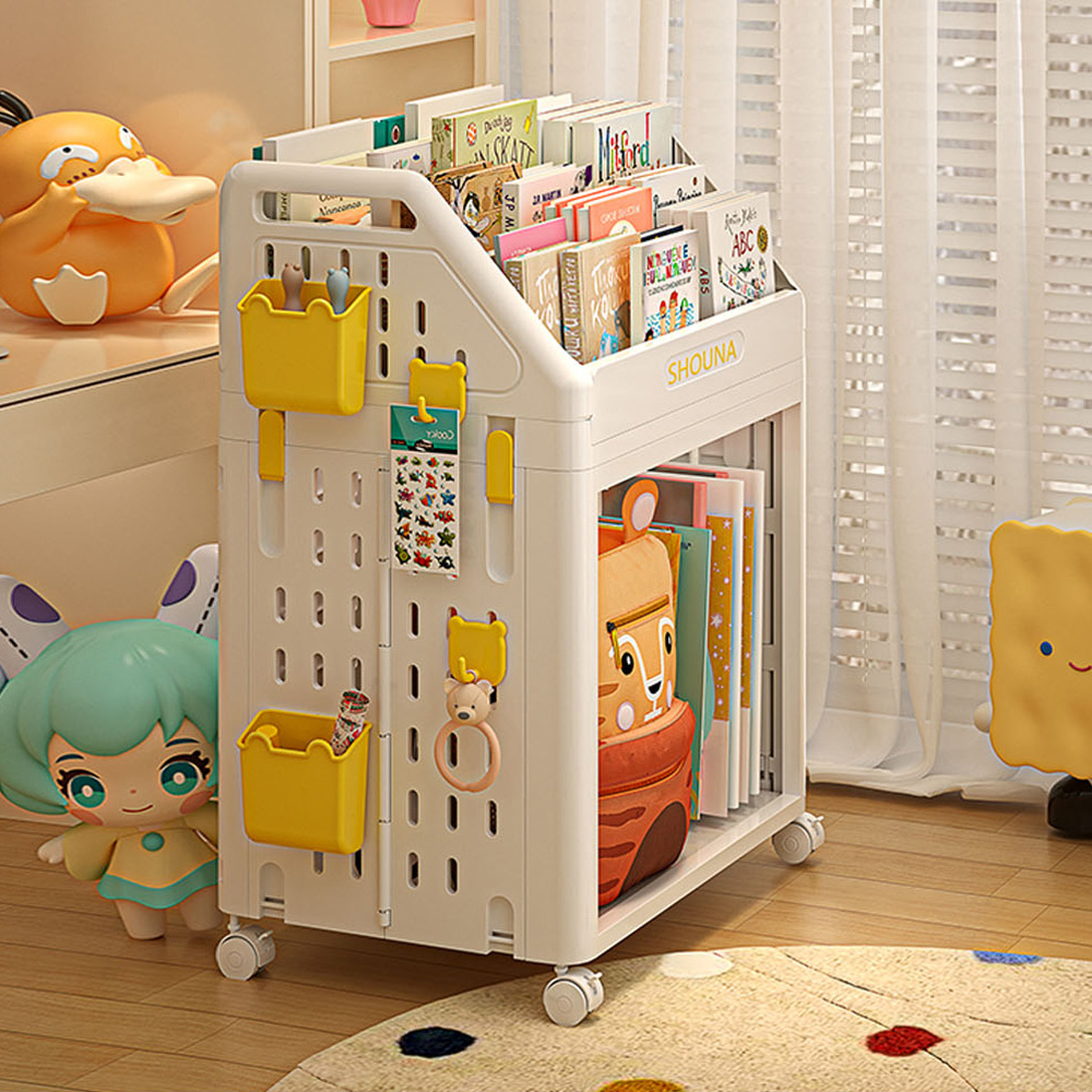 【AOTTO】洞洞板兒童雙層附輪書本收納架(AS-604), , large