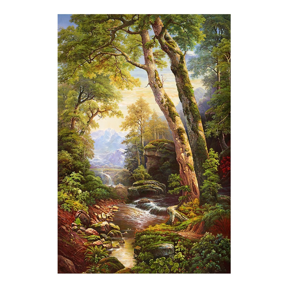 【御畫房】綠林溪流 國家一級畫師手繪油畫60&times;90cm(VF-191), , large