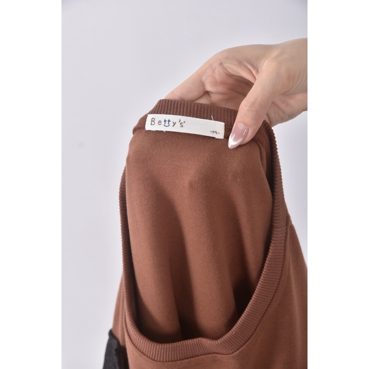 (S) betty s質感棉質假兩件棕色洋裝二手衣, , large