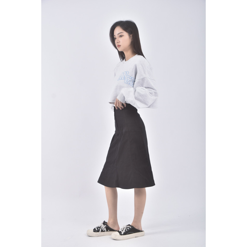 (XL) un fair質感丹寧牛仔黑色長裙二手衣, , large