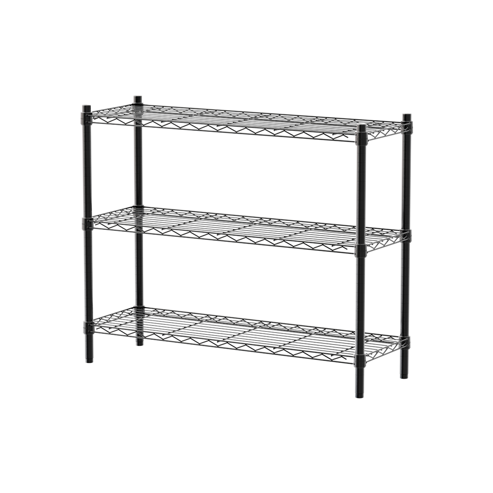 【Y HOUSE】90x30x75cm Lightweight Three-Layer Iron Rack Iron Rack Shelf - Painted Black